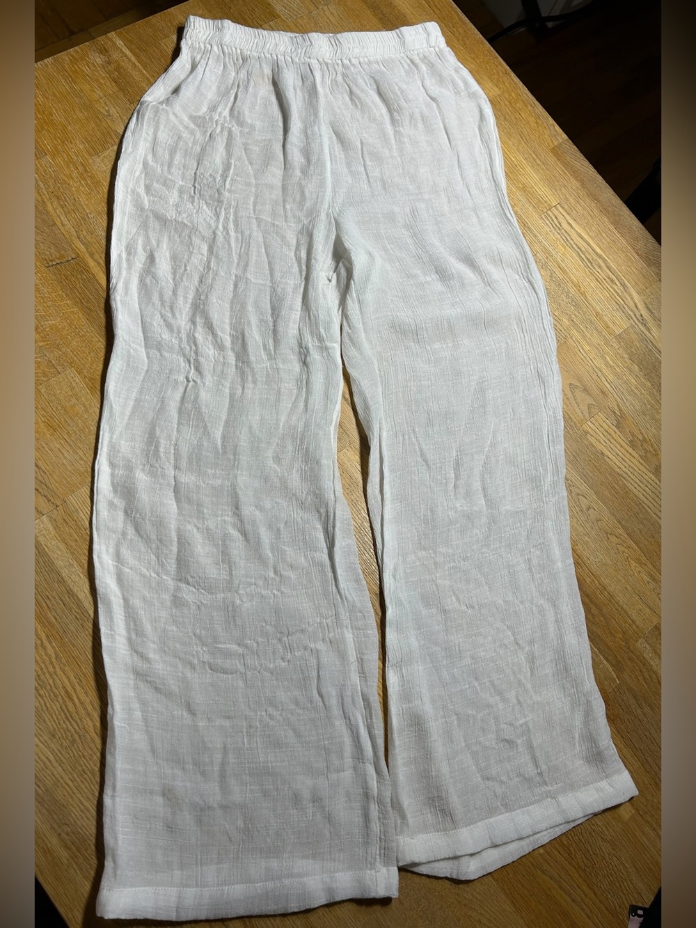 Lightweight White Flowy Wide-Leg Pants